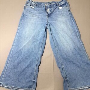 American Eagle Outfitters Baggy Jeans Womens 18 Blue Denim High Rise Wide Leg